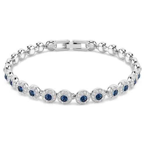 SWAROVSKI Βραχιόλι Tennis Una Angelic, Στρογγυλή Κοπή, Μπλε, Επιμετάλλωση ροδίου 5733401