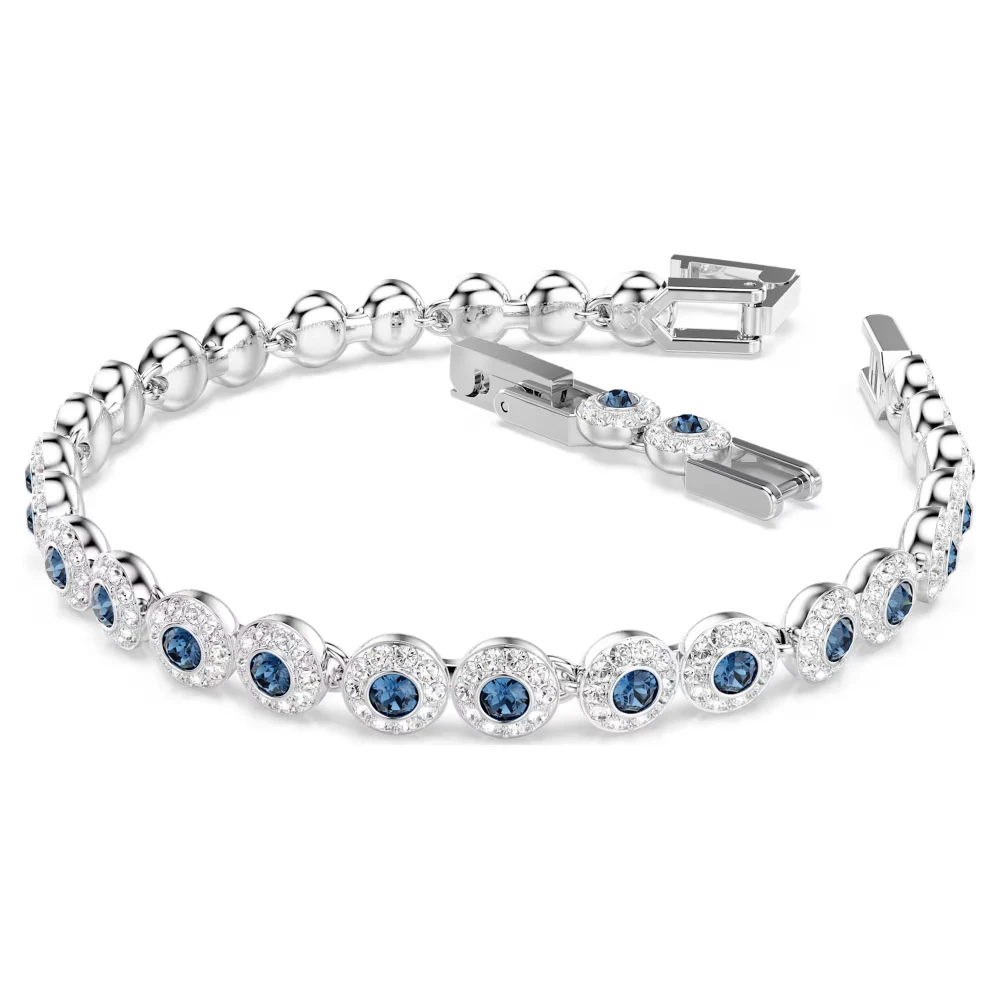 SWAROVSKI Βραχιόλι Tennis Una Angelic, Στρογγυλή Κοπή, Μπλε, Επιμετάλλωση ροδίου 5733401
