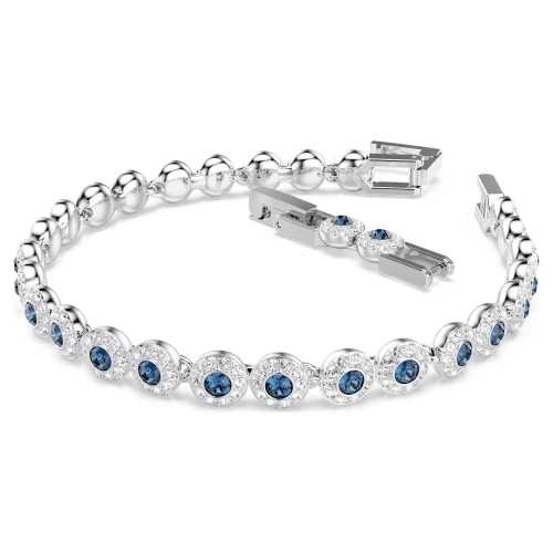 SWAROVSKI Βραχιόλι Tennis Una Angelic, Στρογγυλή Κοπή, Μπλε, Επιμετάλλωση ροδίου 5733401