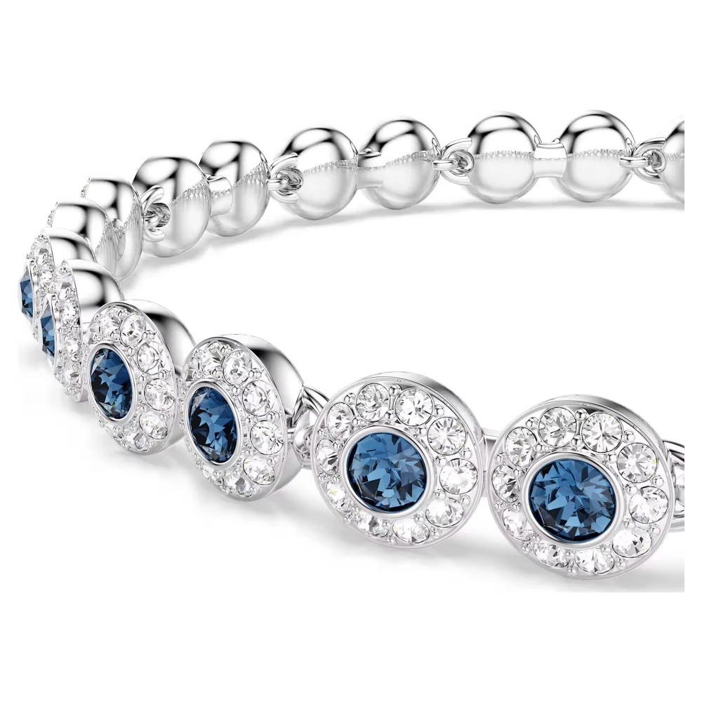SWAROVSKI Βραχιόλι Tennis Una Angelic, Στρογγυλή Κοπή, Μπλε, Επιμετάλλωση ροδίου 5733401