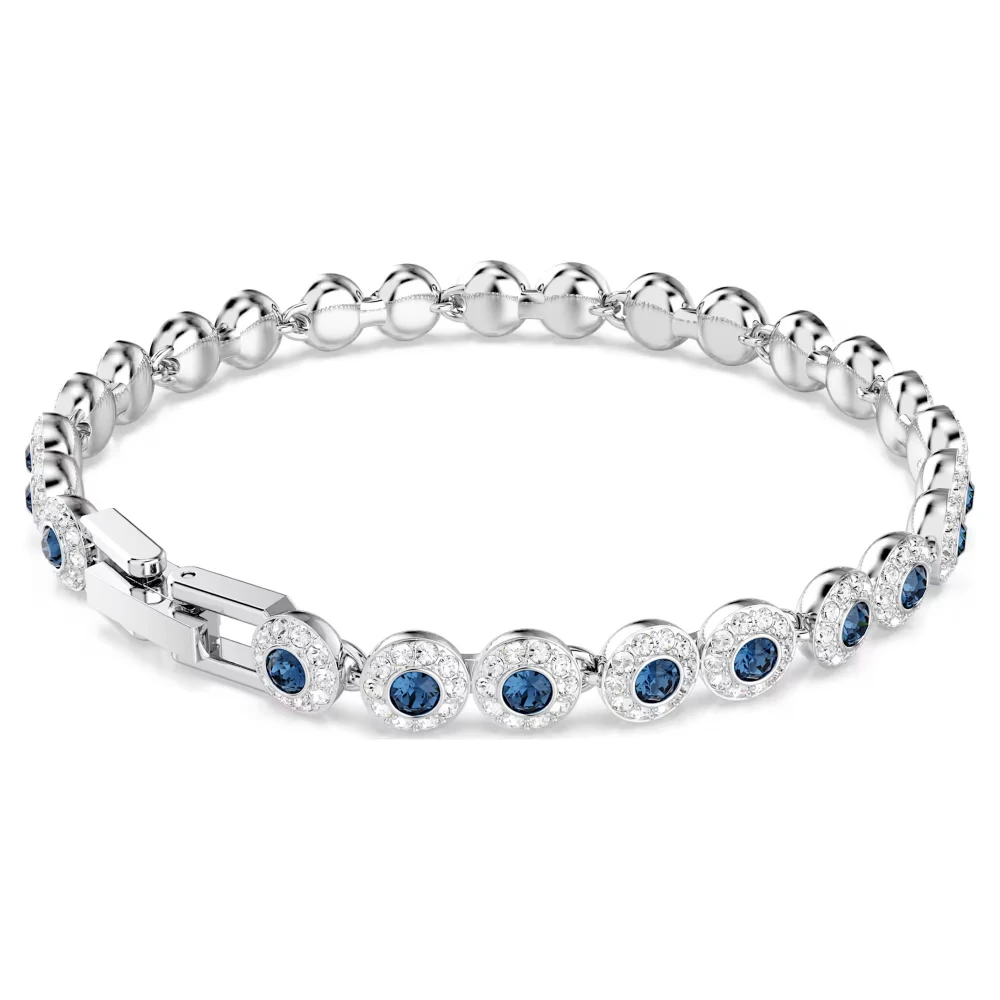SWAROVSKI Βραχιόλι Tennis Una Angelic, Στρογγυλή Κοπή, Μπλε, Επιμετάλλωση ροδίου 5733401