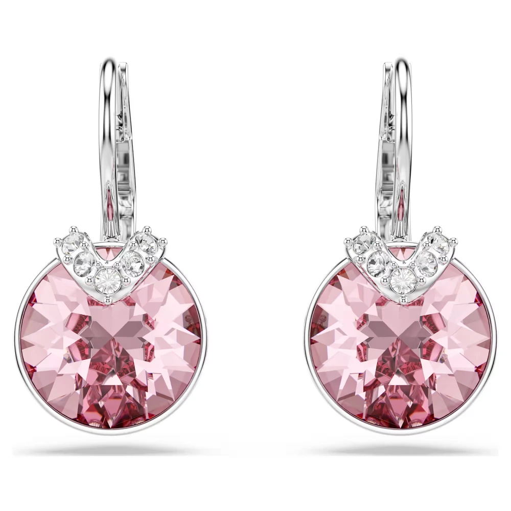 SWAROVSKI Σκουλαρίκια-σταγόνα Bella, Στρογγυλή Κοπή, Ροζ, Επιμετάλλωση Ροδίου 5734235