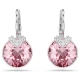 SWAROVSKI Σκουλαρίκια-σταγόνα Bella, Στρογγυλή Κοπή, Ροζ, Επιμετάλλωση Ροδίου 5734235
