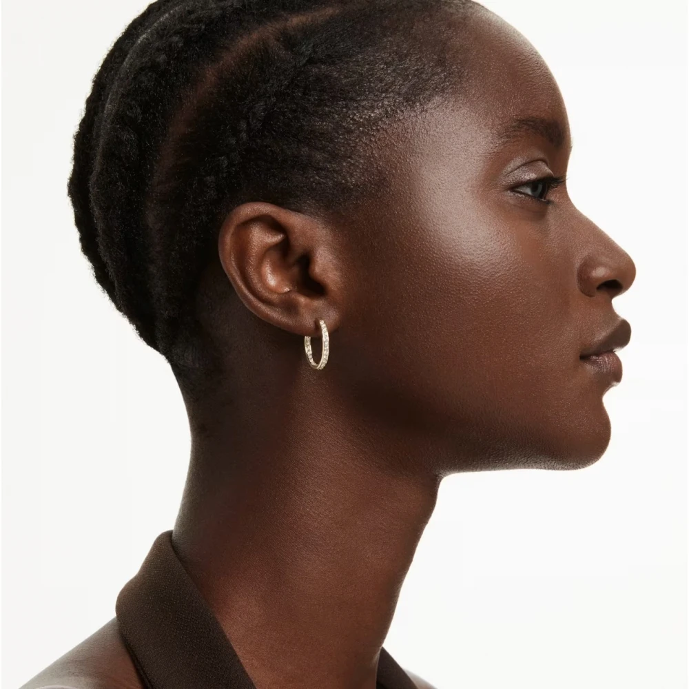 SWAROVSKI Κρίκοι Sommerset, Στρογγυλή Κοπή, Λευκά, Επιμετάλλωση σε Χρυσό Τόνο 5735020