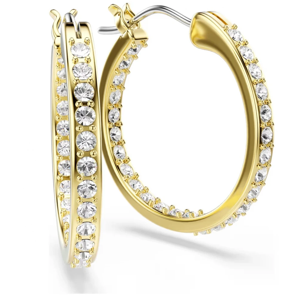 SWAROVSKI Κρίκοι Sommerset, Στρογγυλή Κοπή, Λευκά, Επιμετάλλωση σε Χρυσό Τόνο 5735020