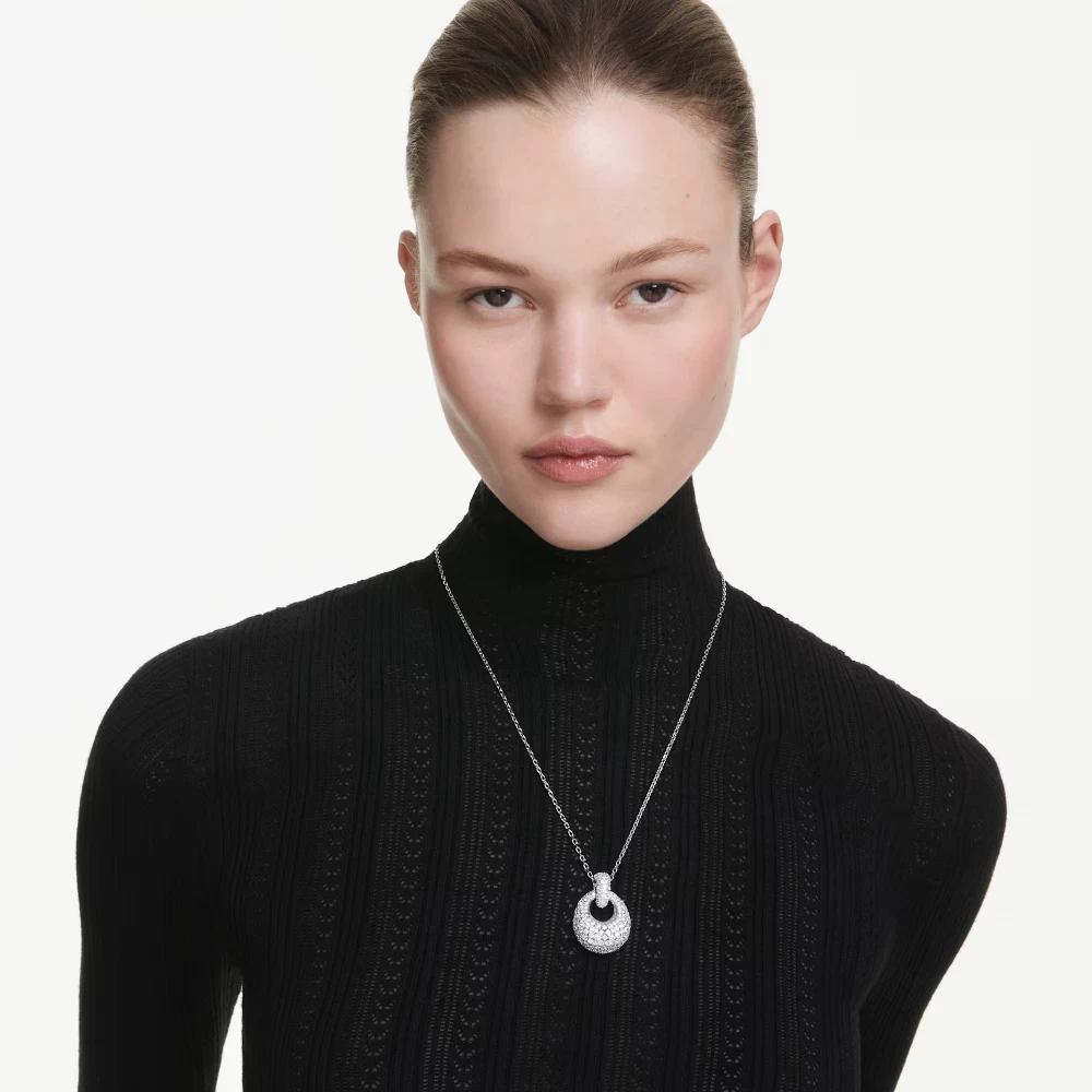 SWAROVSKI Μενταγιόν Sublima, Στρογγυλή κοπή, Λευκό, Επιμετάλλωση ροδίου 5735223