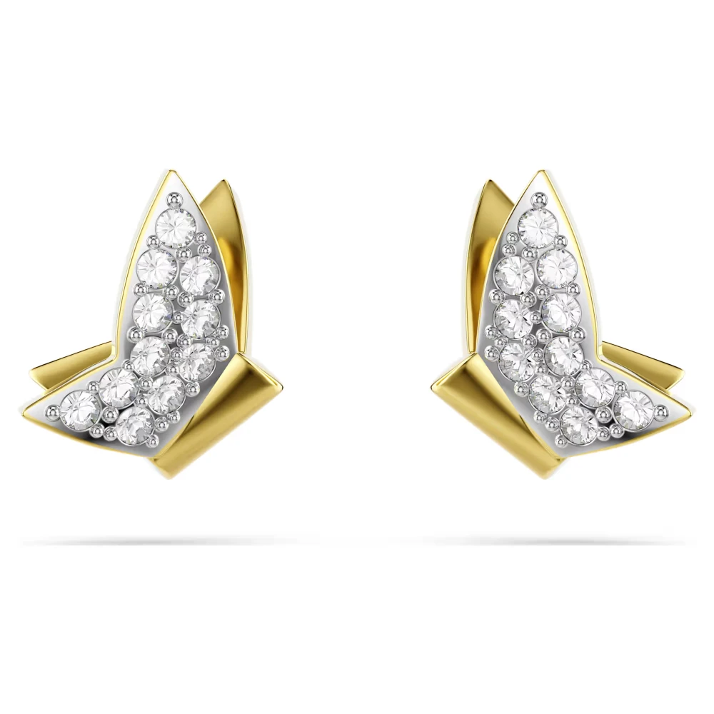 SWAROVSKI Idyllia Lilia Butterfly Σκουλαρίκια Καρφωτά Λευκά, Επιμετάλλωση σε Χρυσό Τόνο 5736070