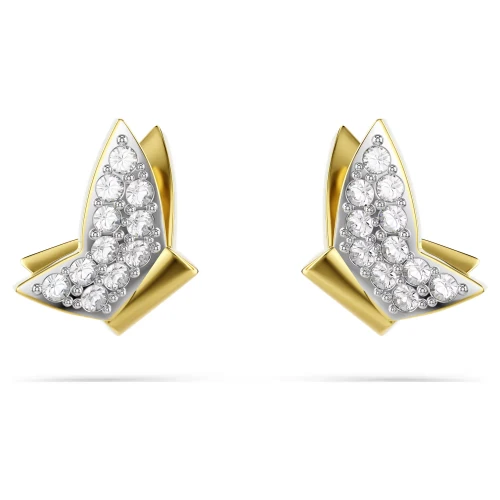 SWAROVSKI Idyllia Lilia Butterfly Σκουλαρίκια Καρφωτά Λευκά, Επιμετάλλωση σε Χρυσό Τόνο 5736070