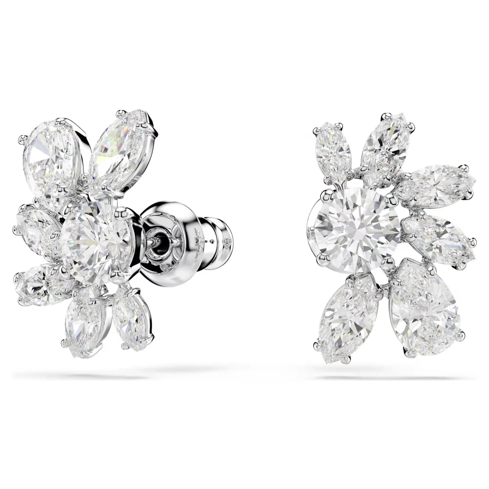 SWAROVSKI Σκουλαρίκια-σταγόνα Mesmera Μίξη Κοπών, Λουλούδι, Λευκά, Επιμετάλλωση ροδίου 5737462