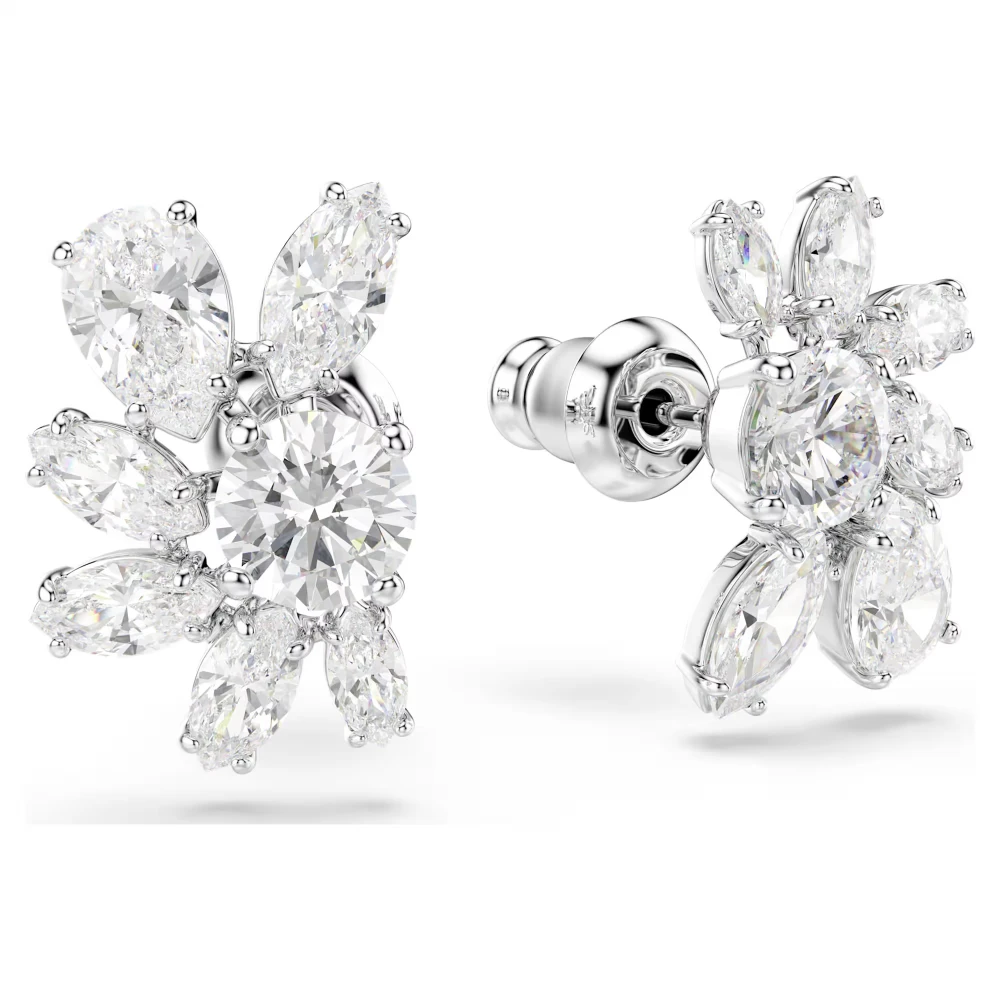 SWAROVSKI Σκουλαρίκια-σταγόνα Mesmera Μίξη Κοπών, Λουλούδι, Λευκά, Επιμετάλλωση ροδίου 5737462