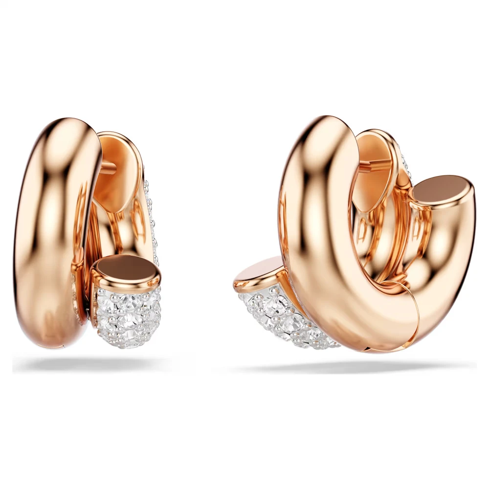 SWAROVSKI Σκουλαρίκια Κρίκοι Dextera, Στρογγυλή Κοπή, Λευκά, Επιμετάλλωση σε Ροζ-Χρυσό Τόνο 5738198