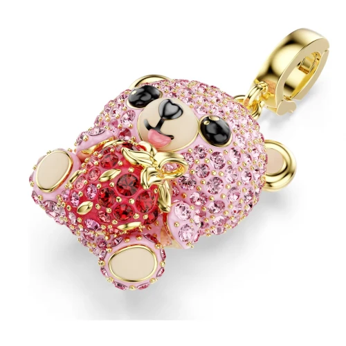SWAROVSKI Idyllia Γούρι, Αρκουδάκι, Ροζ, Επιμετάλλωση σε Χρυσό Τόνο 5738357