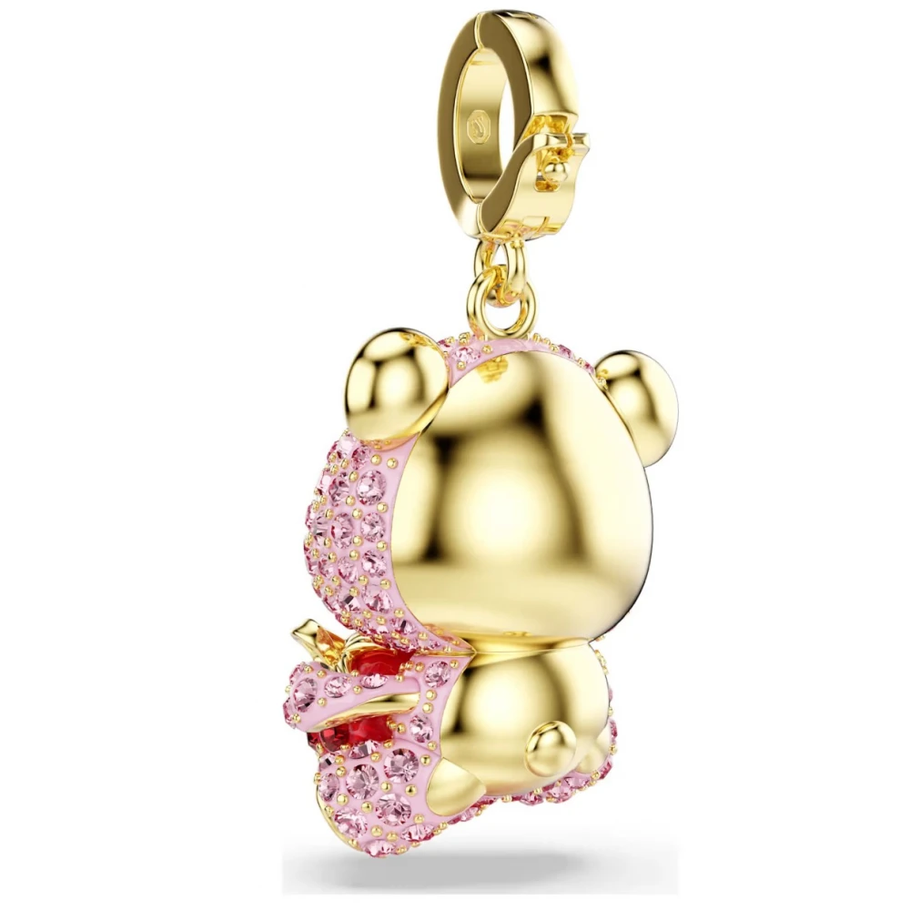 SWAROVSKI Idyllia Γούρι, Αρκουδάκι, Ροζ, Επιμετάλλωση σε Χρυσό Τόνο 5738357