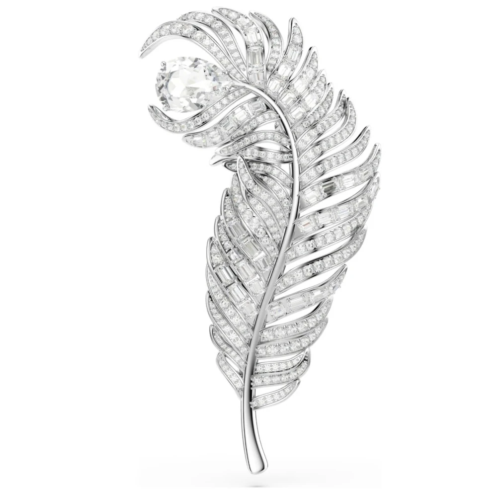 SWAROVSKI Καρφίτσα Vienna, Μείξη κοπών, Φτερό, Λευκή, Επιμετάλλωση ροδίου 5741558