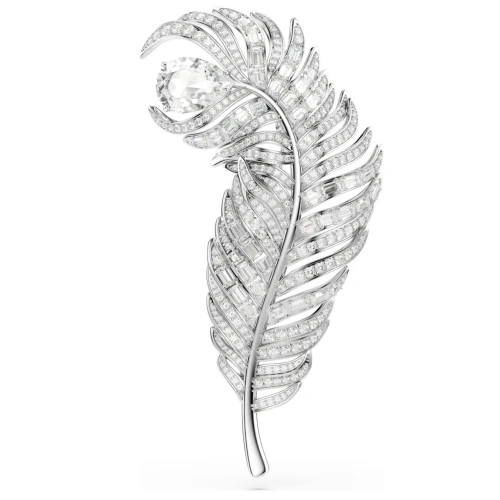 SWAROVSKI Καρφίτσα Vienna, Μείξη κοπών, Φτερό, Λευκή, Επιμετάλλωση ροδίου 5741558