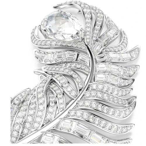 SWAROVSKI Καρφίτσα Vienna, Μείξη κοπών, Φτερό, Λευκή, Επιμετάλλωση ροδίου 5741558