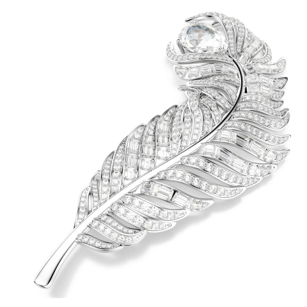 SWAROVSKI Καρφίτσα Vienna, Μείξη κοπών, Φτερό, Λευκή, Επιμετάλλωση ροδίου 5741558