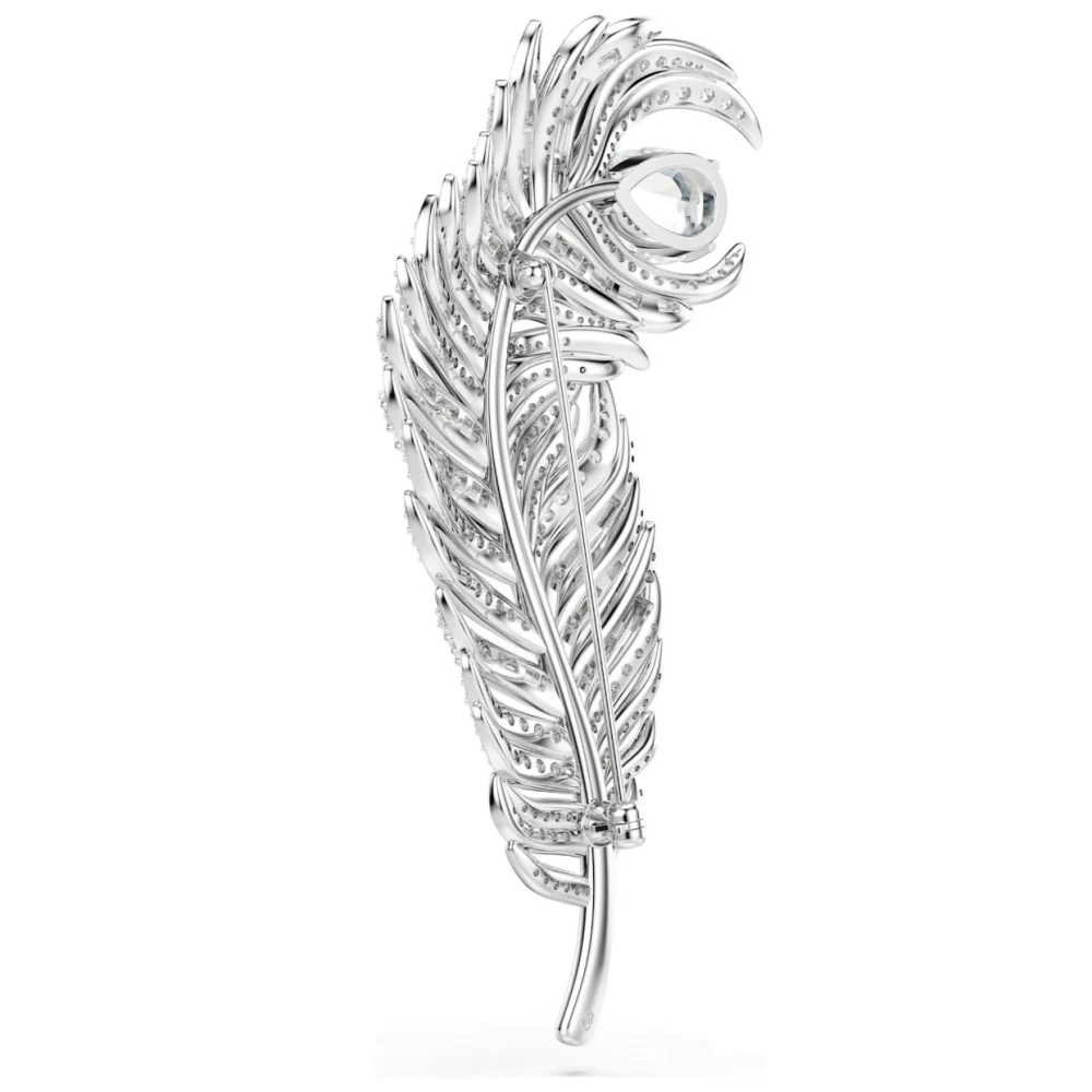 SWAROVSKI Καρφίτσα Vienna, Μείξη κοπών, Φτερό, Λευκή, Επιμετάλλωση ροδίου 5741558
