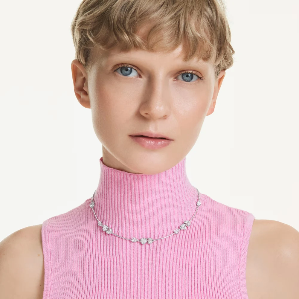 SWAROVSKI Κολιέ Idyllia "Καρδιά με Βέλος", Λευκό, Επιμετάλλωση ροδίου 5743411