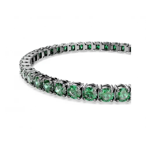 Swarovski, Βραχιόλι Matrix Tennis Στρογγυλή κοπή, Πράσινο, Επιμετάλλωση ρουθηνίου 5743446