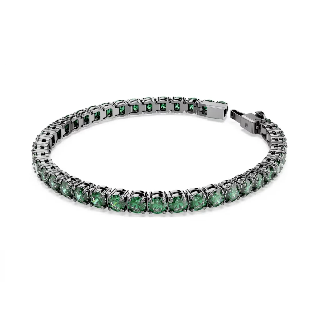 Swarovski, Βραχιόλι Matrix Tennis Στρογγυλή κοπή, Πράσινο, Επιμετάλλωση ρουθηνίου 5743446