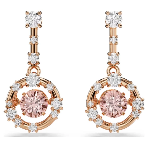 SWAROVSKI Σκουλαρίκια-Σταγόνα Constella, Στρογγυλή κοπή, Ροζ, Επιμετάλλωση σε Ροζ-Χρυσό, 5744239