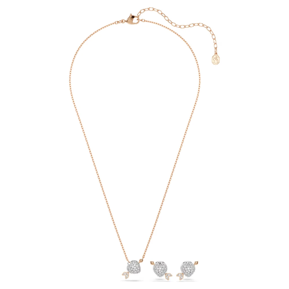 SWAROVSKI Idylia Set Μικτές Κοπές, Καρδιά και Βέλος, Λευκό, Επιμετάλλωση σε Ροζ-Χρυσό Τόνο 5745580