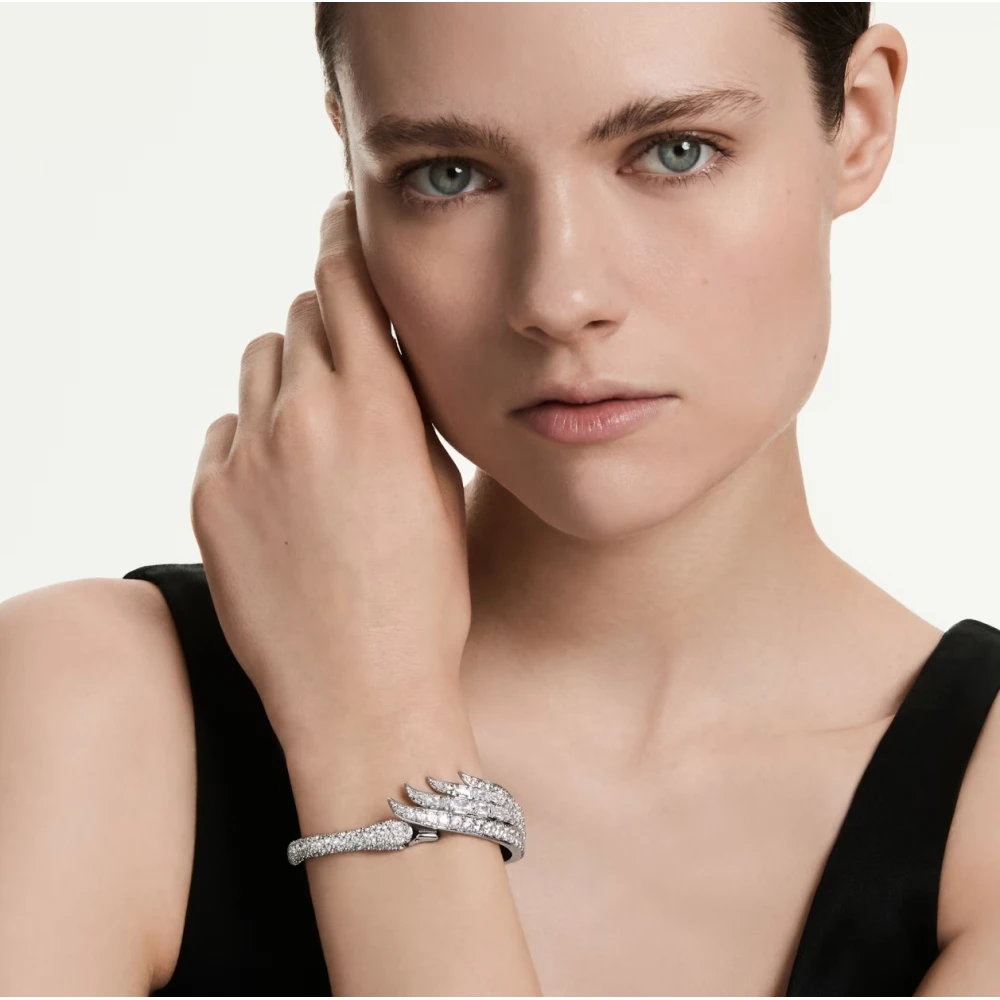 SWAROVSKI Vienna Άκαμπτο Βραχιόλι, Κύκνος, Λευκό, Μίξη Κοπών, Επιμετάλλωση Ροδίου 5749066