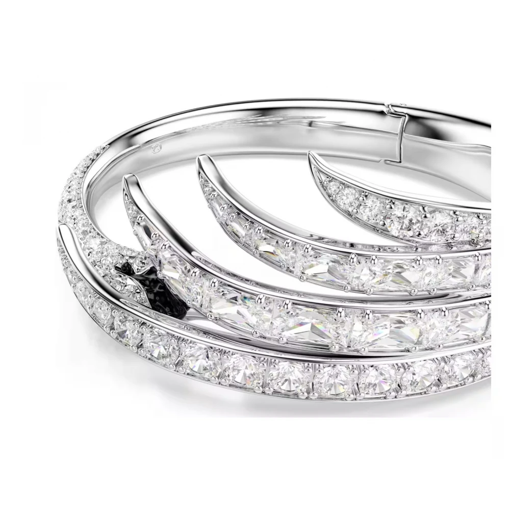 SWAROVSKI Vienna Άκαμπτο Βραχιόλι, Κύκνος, Λευκό, Μίξη Κοπών, Επιμετάλλωση Ροδίου 5749066