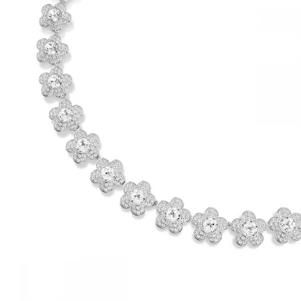 SWAROVSKI Κολιέ Ariana Grande, Στρογγυλή κοπή, Λευκό, Λουλούδι, Επιροδιωμένο 5749179