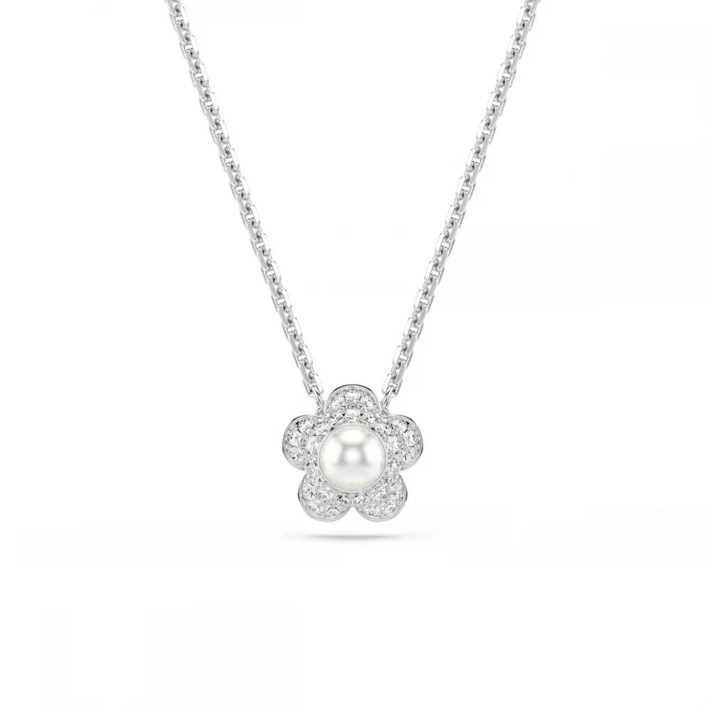 SWAROVSKI Angelic Set, Ariana Grande, Crystal pearl, Στρογγυλή κοπή, Λευκό, Λουλούδι, Επιροδιωμένο 5749180