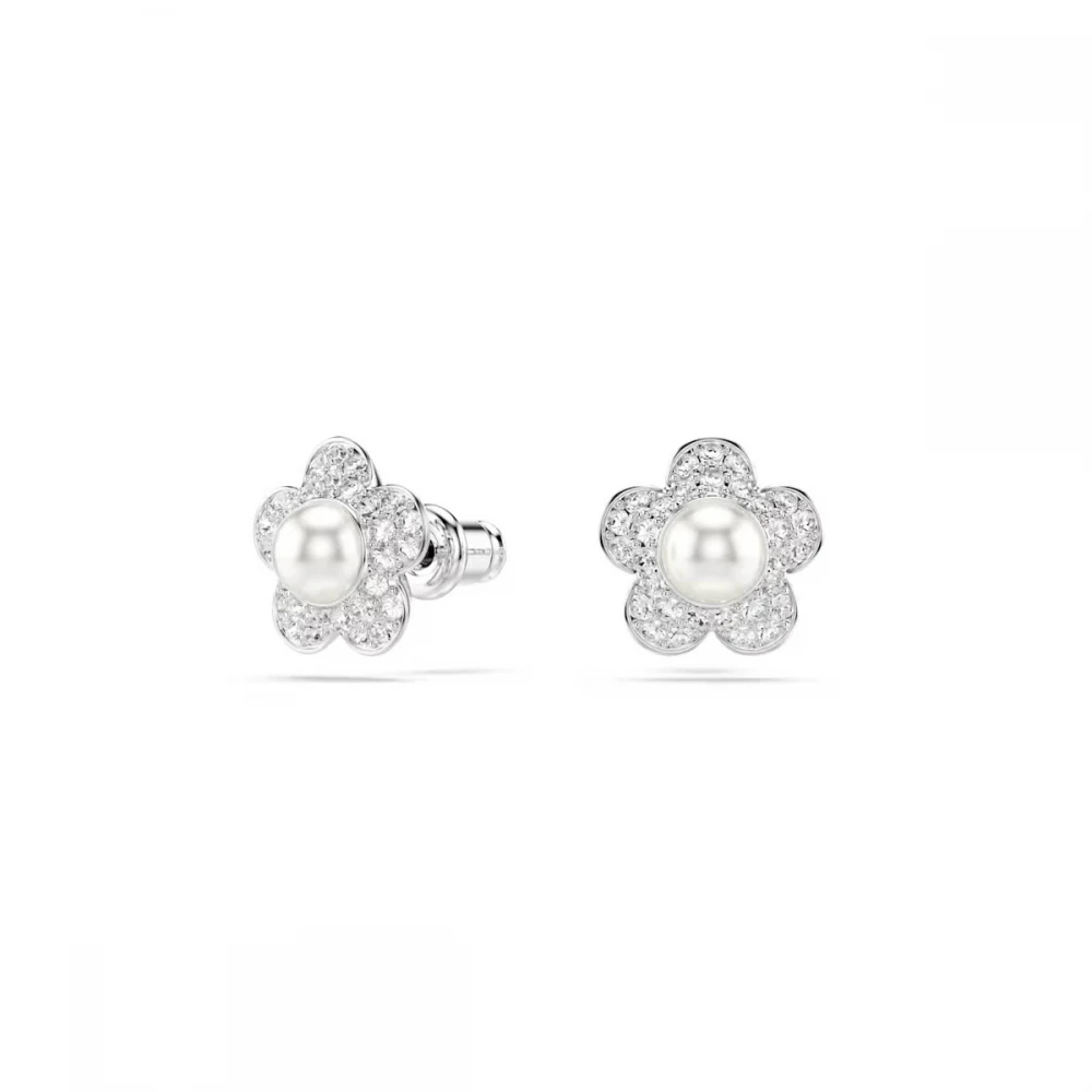 SWAROVSKI Angelic Set, Ariana Grande, Crystal pearl, Στρογγυλή κοπή, Λευκό, Λουλούδι, Επιροδιωμένο 5749180