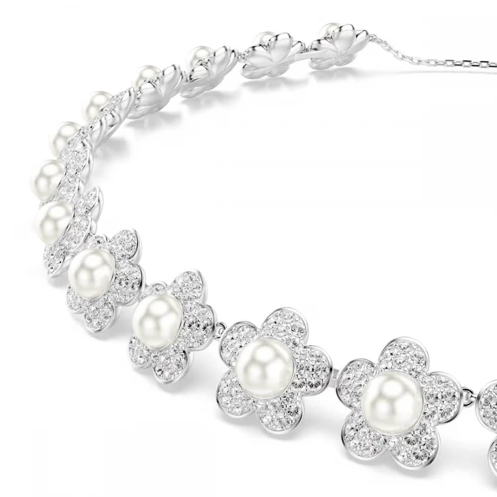 SWAROVSKI Τσόκερ Angelic Ariana Grande, Στρογγυλή κοπή, Λευκό, Λουλούδι, Επιροδιωμένο 5751250