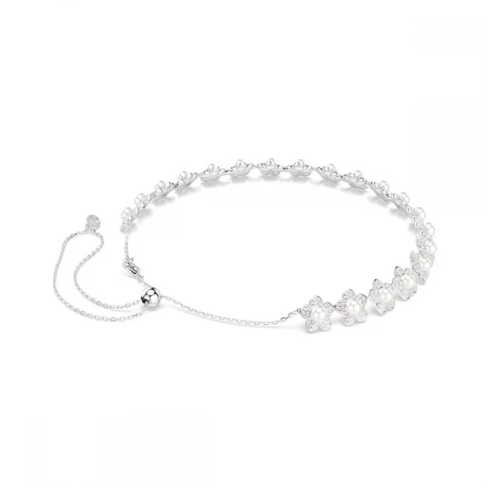 SWAROVSKI Τσόκερ Angelic Ariana Grande, Στρογγυλή κοπή, Λευκό, Λουλούδι, Επιροδιωμένο 5751250