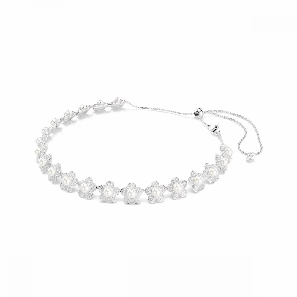 SWAROVSKI Τσόκερ Angelic Ariana Grande, Στρογγυλή κοπή, Λευκό, Λουλούδι, Επιροδιωμένο 5751250
