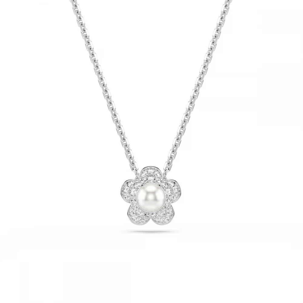SWAROVSKI Μενταγιόν με Αλυσίδα Ariana Grande, Στρογγυλή κοπή, Λευκό, Λουλούδι, Επιμετάλλωση Ροδίου 5755817