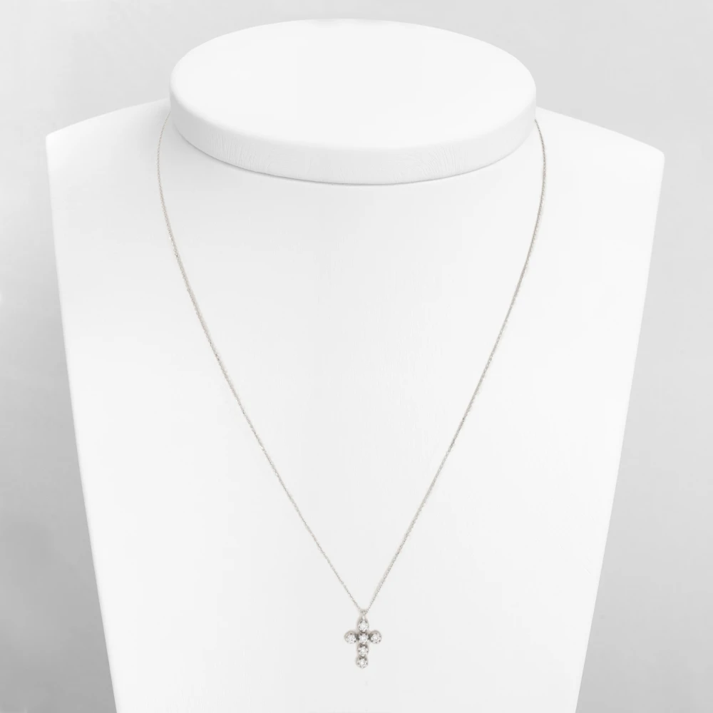 18Κ Λευκόχρυσο Κολιέ Σταυρός με Οικολογικά Διαμάντια LA5909L1