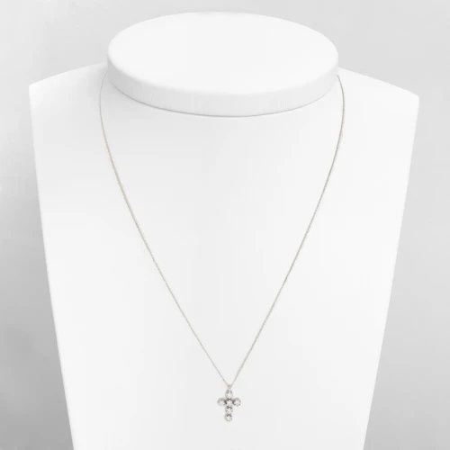 18Κ Λευκόχρυσο Κολιέ Σταυρός με Οικολογικά Διαμάντια LA5909L1