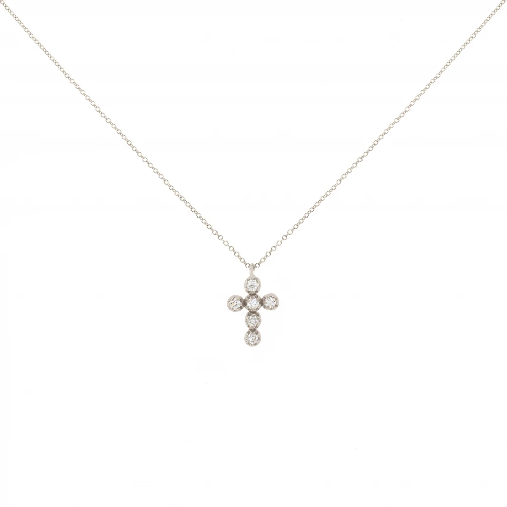 18Κ Λευκόχρυσο Κολιέ Σταυρός με Οικολογικά Διαμάντια LA5909L1