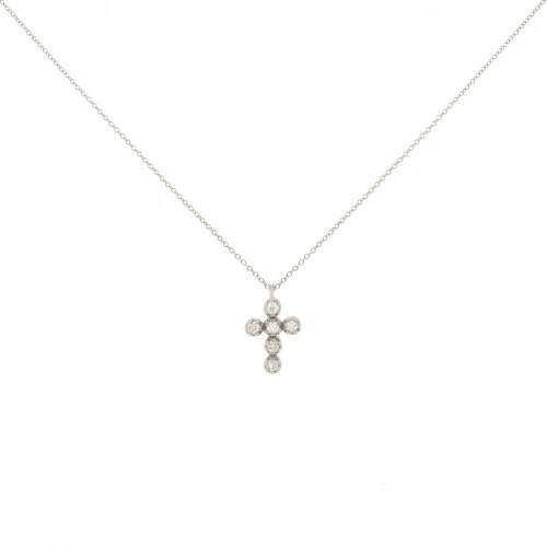 18Κ Λευκόχρυσο Κολιέ Σταυρός με Οικολογικά Διαμάντια LA5909L1
