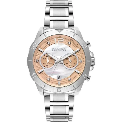 BREEZE Prestinia Swarovski Chronograph Silver Stainless Steel Bracelet 612281.4
