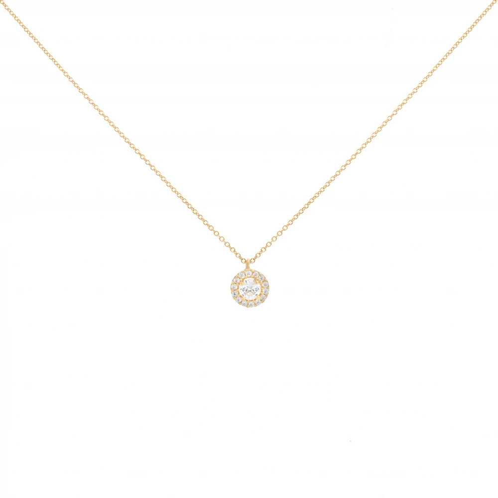 14K Χρυσό Κολιέ Ροζέτα με Λευκό Ζιργκόν 6314K1