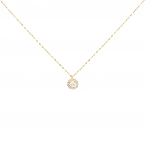 14K Χρυσό Κολιέ Ροζέτα με Λευκό Ζιργκόν 6314K1