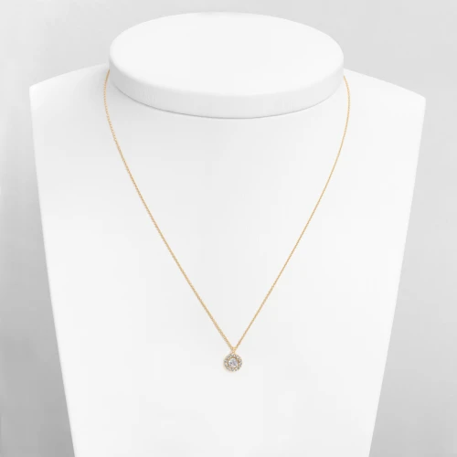 14K Χρυσό Κολιέ Ροζέτα με Λευκό Ζιργκόν 6314K1