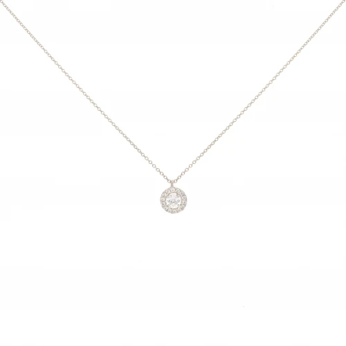 14K Λευκόχρυσο Κολιέ Ροζέτα με Λευκό Ζιργκόν 6314L17