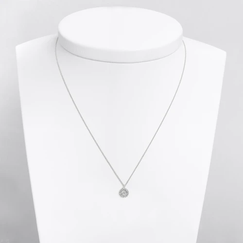 14K Λευκόχρυσο Κολιέ Ροζέτα με Λευκό Ζιργκόν 6314L17