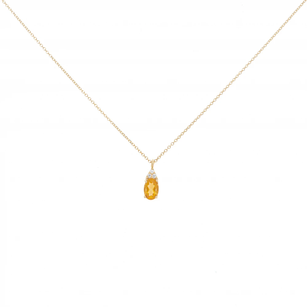 14K Xρυσό Κολιέ Με Διαμάντια και Citrine 6351CIT