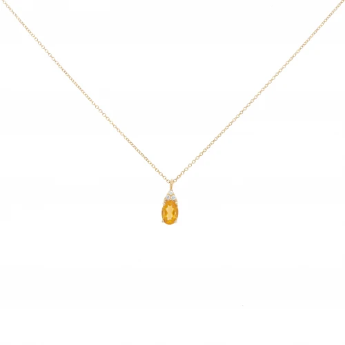 14K Xρυσό Κολιέ Με Διαμάντια και Citrine 6351CIT