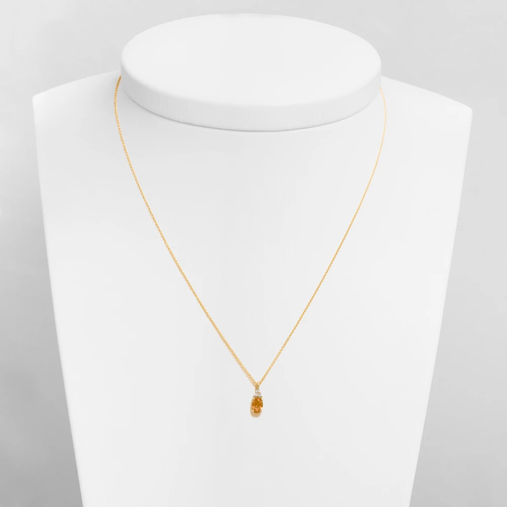 14K Xρυσό Κολιέ Με Διαμάντια και Citrine 6351CIT