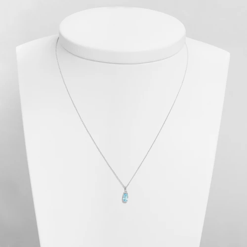 14K Λευκόχρυσο Κολιέ Με Διαμάντια και Swiss Τοπάζι 6351SWW